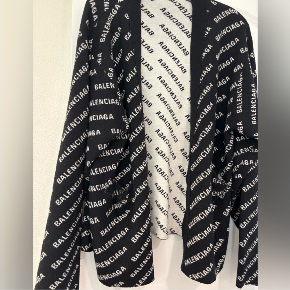 Authentic Balenciaga Monogram Black and White Sweater Cardigan